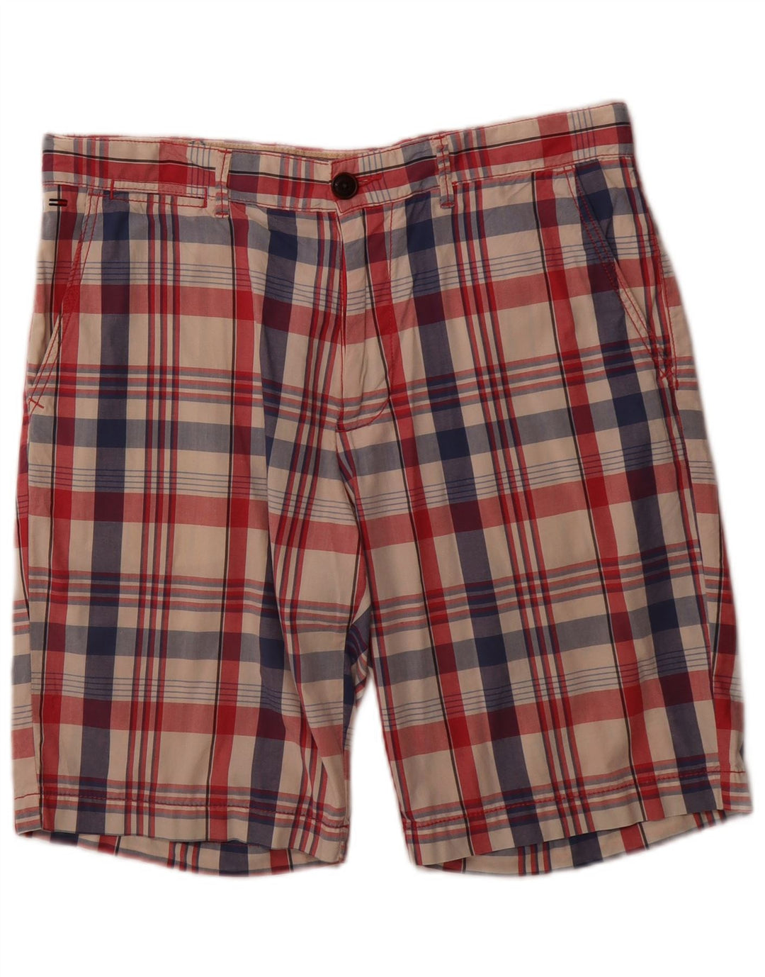 TOMMY HILFIGER Mens Chino Shorts W33 Medium  Red Check Cotton