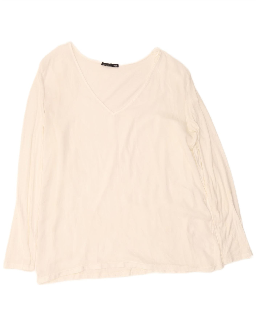 Zara Damen Top Langarm UK 14 Large Weiß