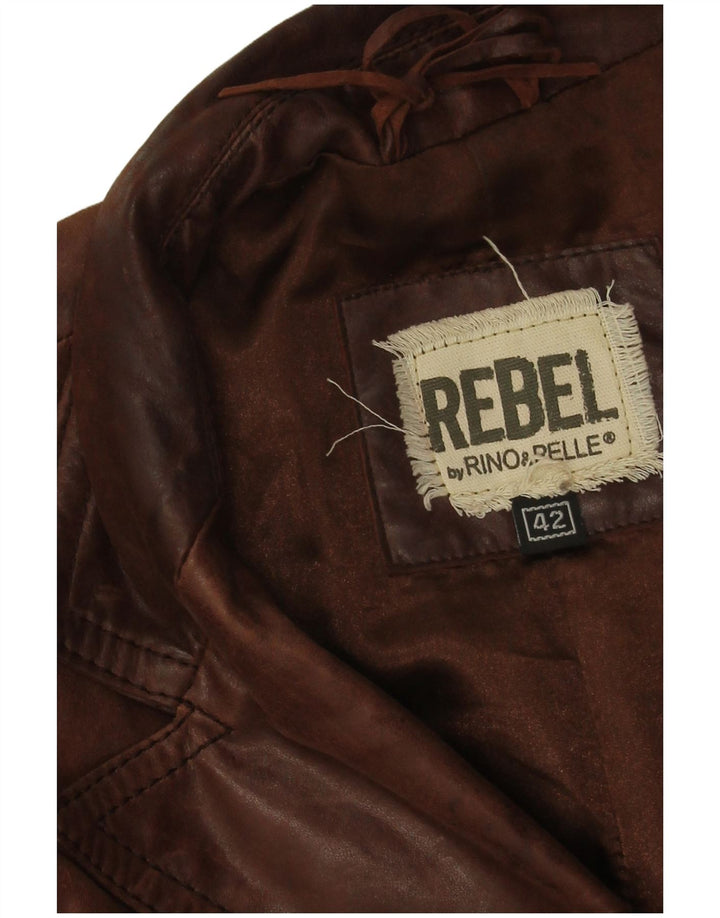 Rino & Pelle Damen 2-Knopf-Blazerjacke IT 42 Mittelbraunes Leder