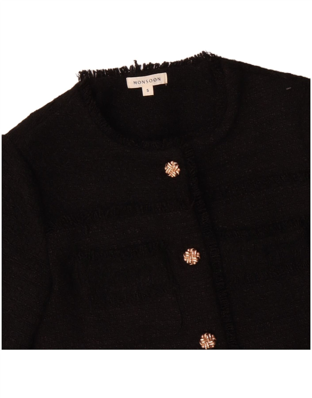 MONSOON Damen-Blazerjacke mit 5 Knöpfen, Gr. 10, Größe S, Schwarz, Polyester