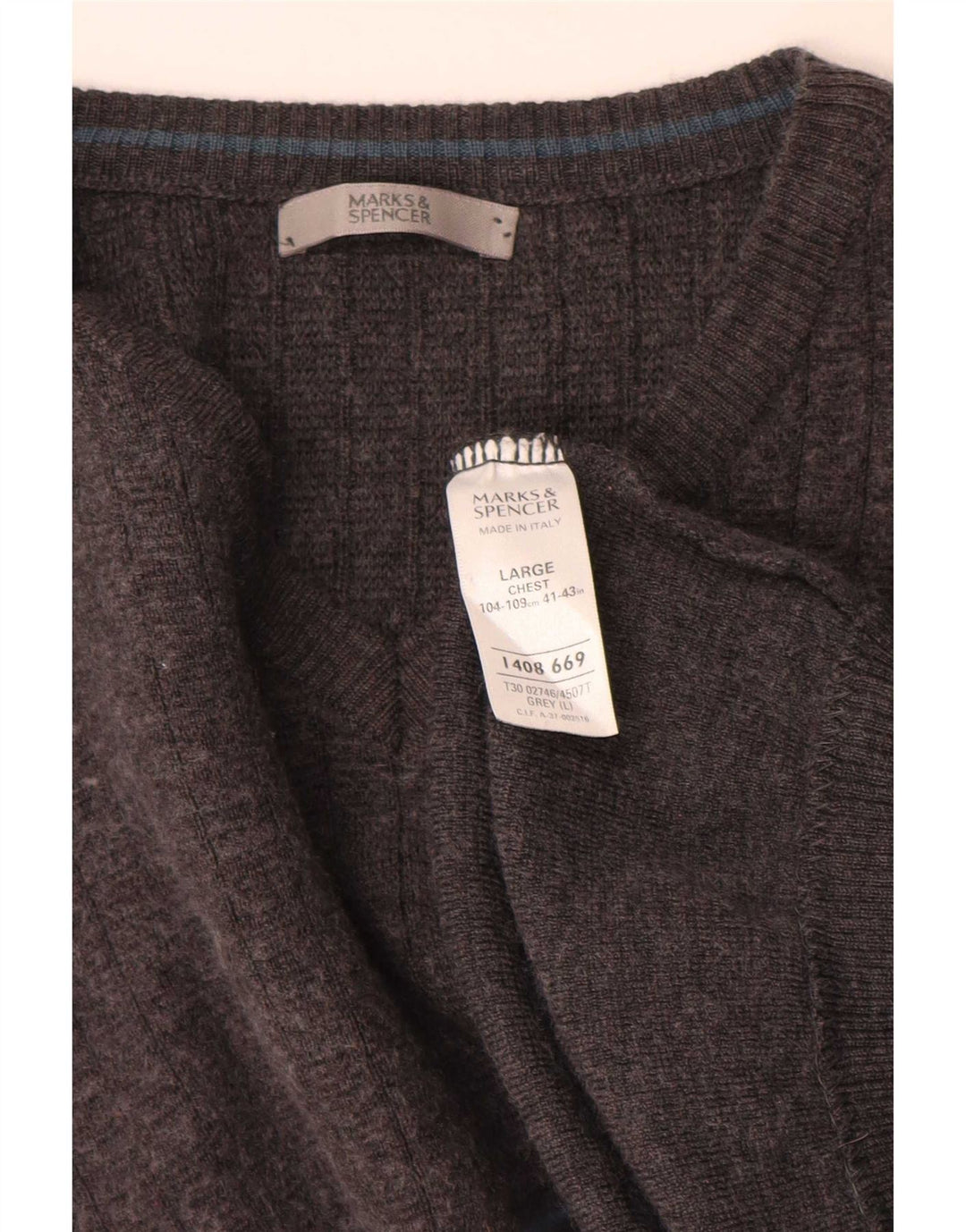 Marks & Spencer Herren-Pullover mit V-Ausschnitt, groß, Acryl, Grau