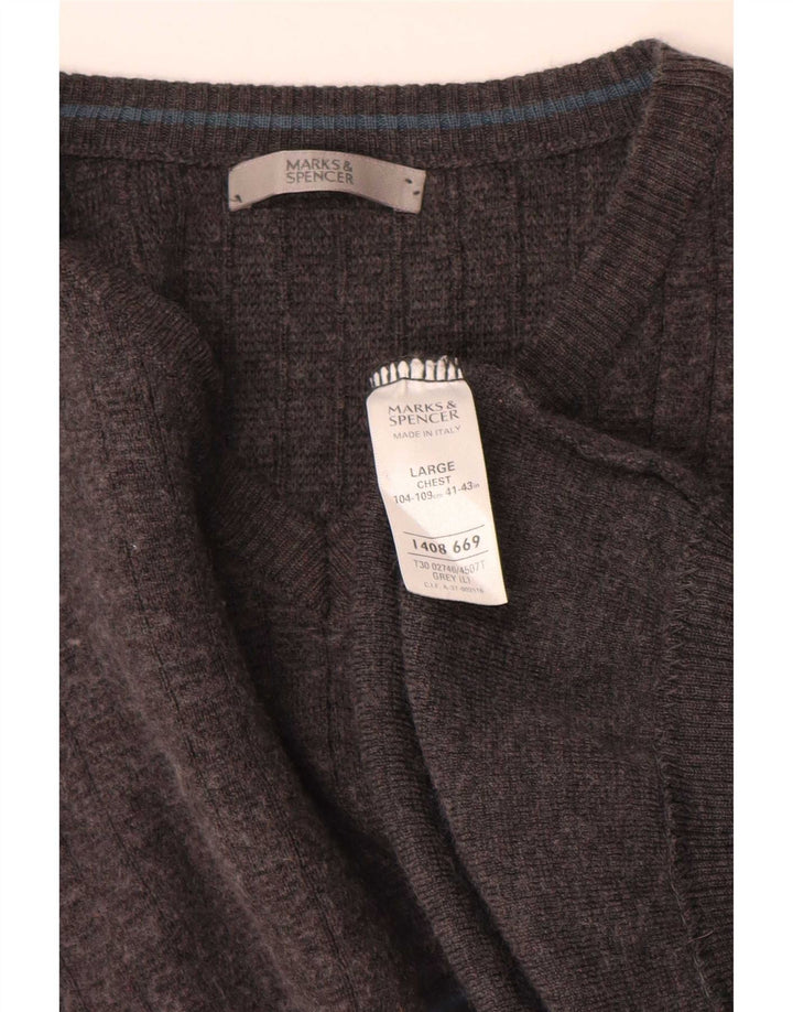 Marks & Spencer Herren-Pullover mit V-Ausschnitt, groß, Acryl, Grau