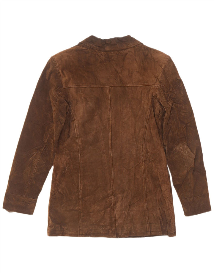Etam Damen Wildlederjacke UK 12 Mittelbraunes Leder