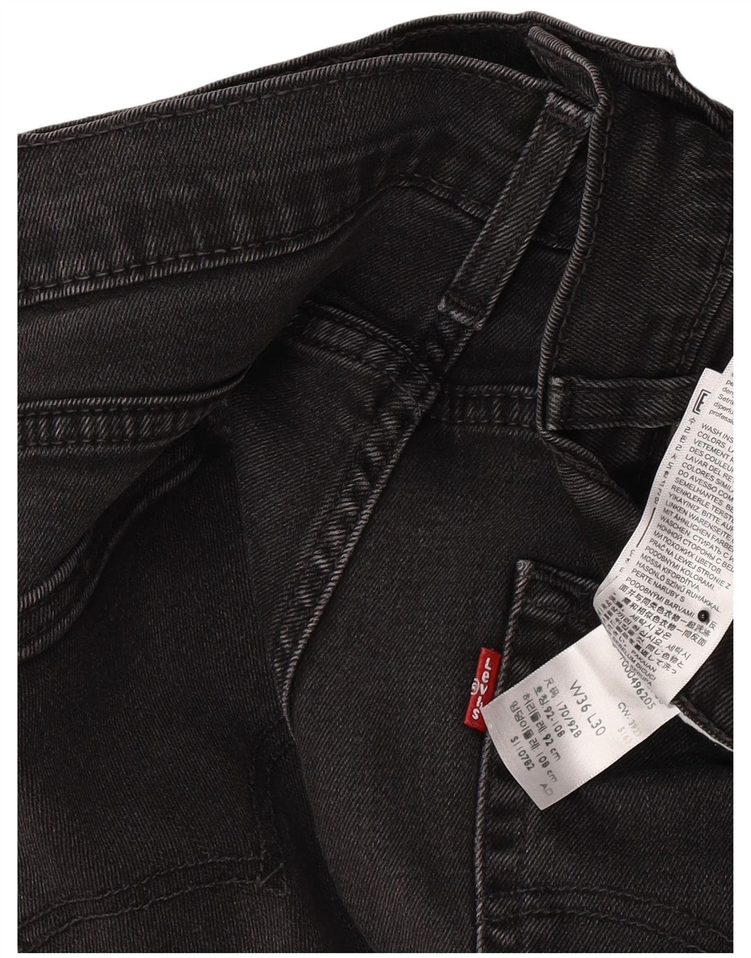 Levi's Herren Straight Jeans W36 L30 Schwarze Baumwolle