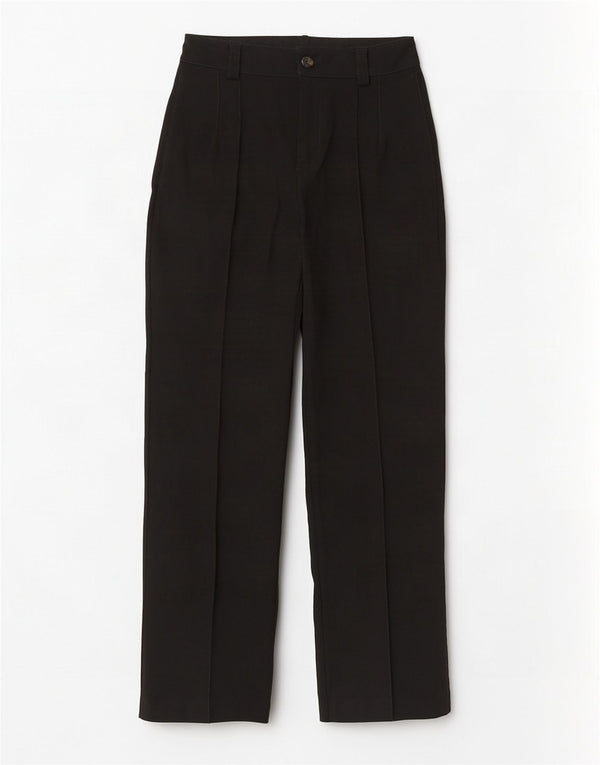 Zara Damen-Freizeithose mit hoher Taille, schmal zulaufend, Größe S, W26, L32, Schwarz