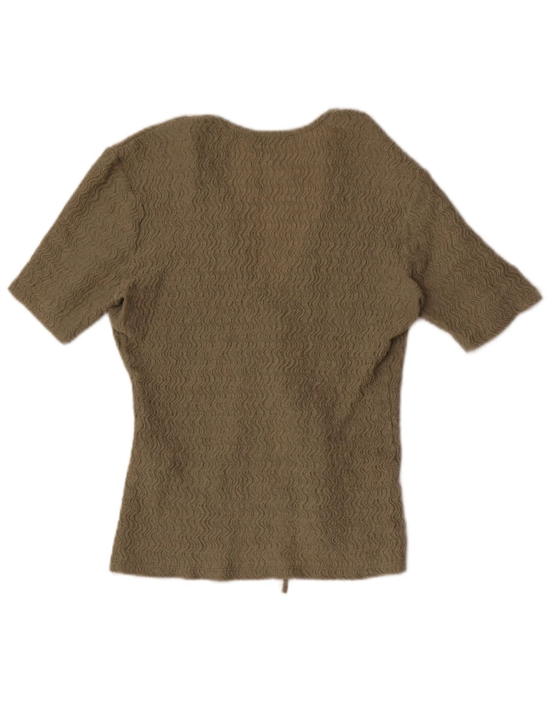 Zara Damen Kurzarm-Crop-Top UK 8 Small Khaki Polyester