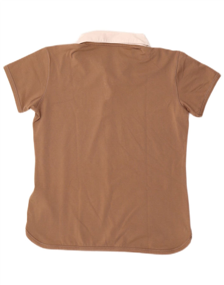 Nike Damen Poloshirt UK 10/12 mittelbraune Baumwolle