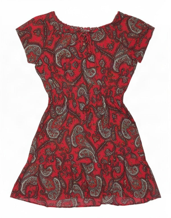 Fat Face Damen-A-Linien-Kleid, UK 20, XL, rote Paisley-Viskose