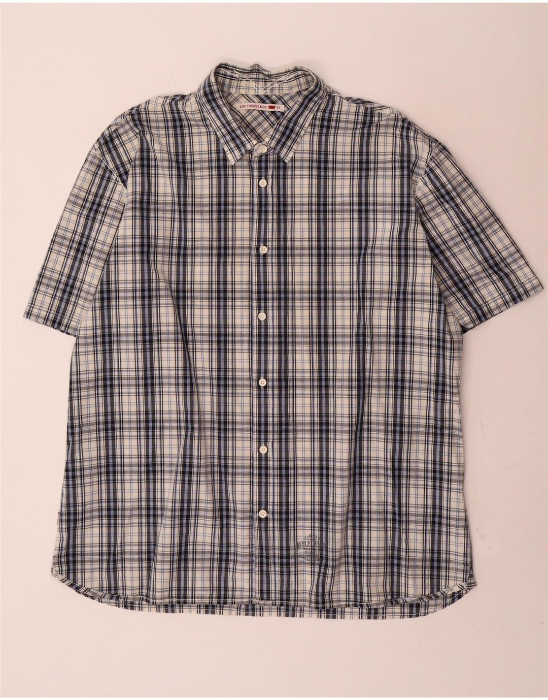 Levi's Herren-Kurzarmhemd 2XL aus blau karierter Baumwolle