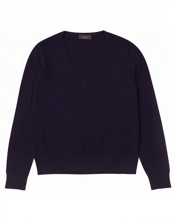 Zara Herren-Pullover mit V-Ausschnitt, groß, marineblaue Viskose
