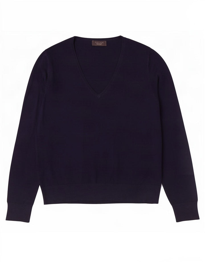 Zara Herren-Pullover mit V-Ausschnitt, groß, marineblaue Viskose