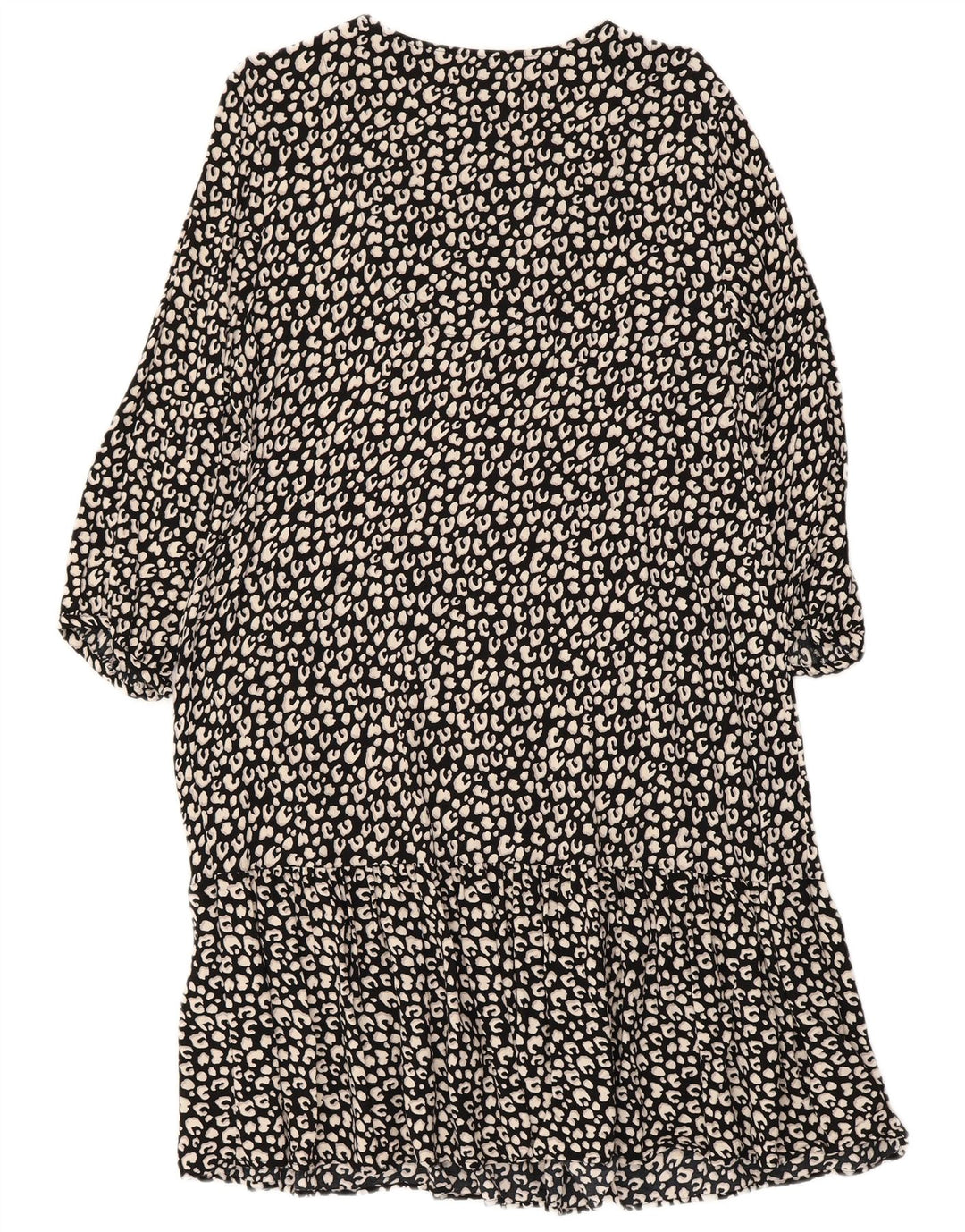 PRINCIPLES Damen-Stufenkleid mit 3/4-Ärmeln, UK-Größe 46, großes schwarzes Tiermuster