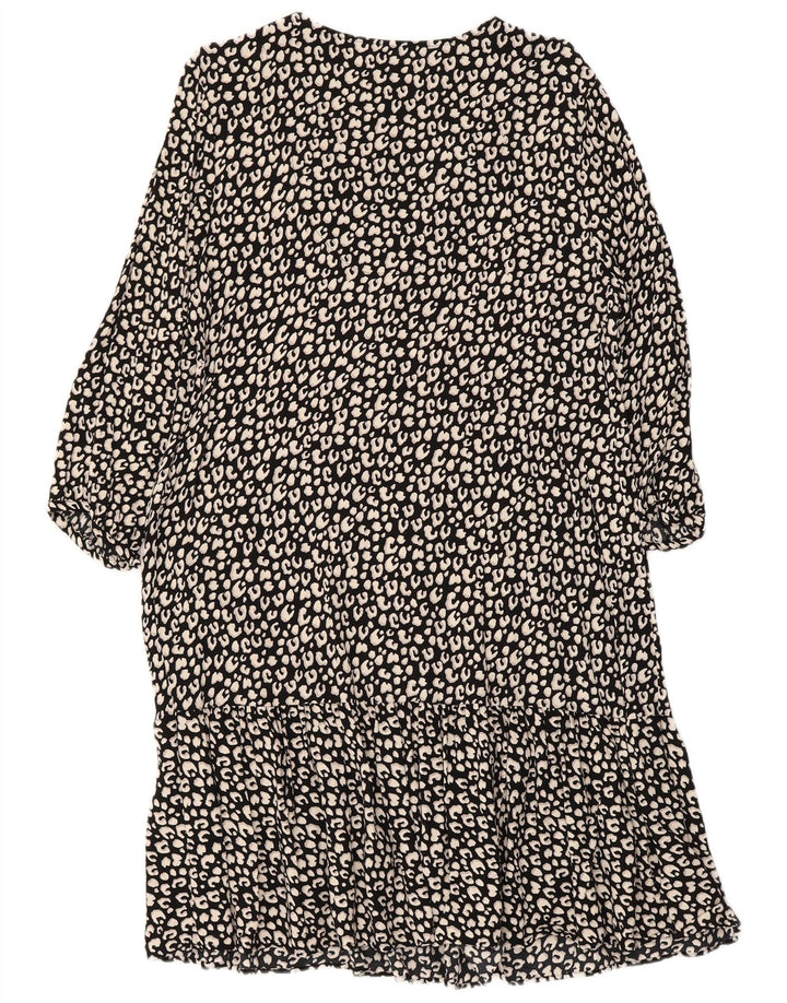 PRINCIPLES Damen-Stufenkleid mit 3/4-Ärmeln, UK-Größe 46, großes schwarzes Tiermuster