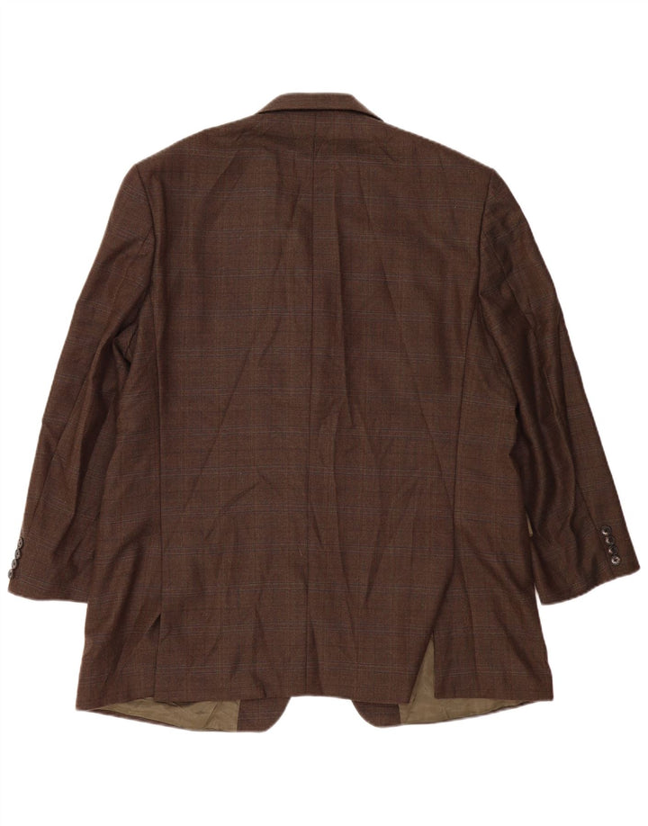 Marks & Spencer Herren-Blazer, lang, mit 2 Knöpfen, UK 46, XL, Khaki, kariert, Wolle