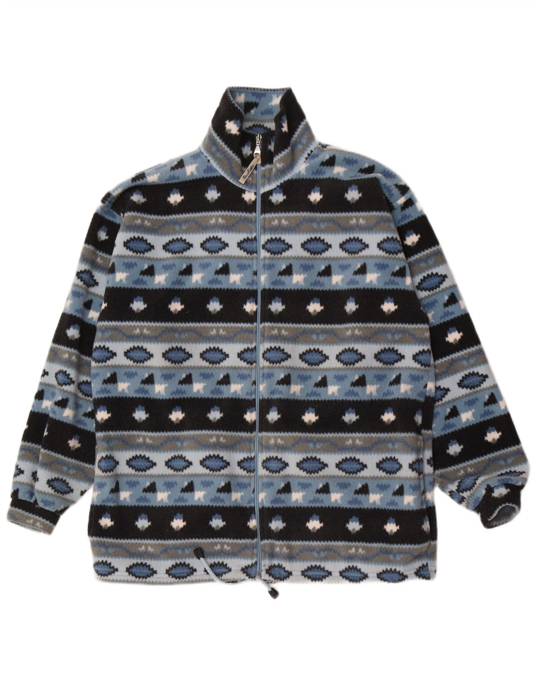 Vintage Herren Fleecejacke UK 38 Mittelblau Fair Isle Polyester