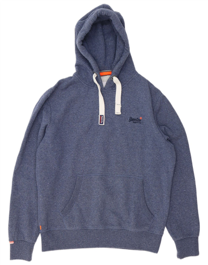 SUPERDRY Herren-Kapuzenpullover 2XL aus blau gefleckter Baumwolle