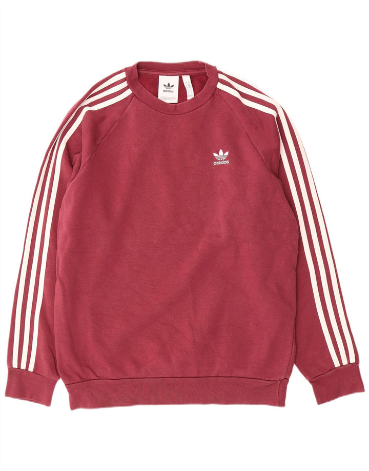 Adidas Herren Sweatshirt Pullover Kleine Burgunderrote Baumwolle