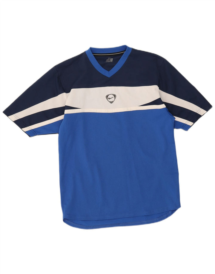 Nike Herren T-Shirt Top Small Blaues Colourblock-Polyester