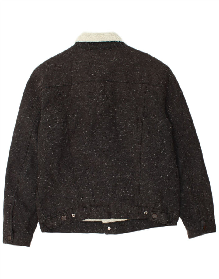 Levi's Herren-Sherpa-Jacke, Größe 40, groß, grau gefleckte Baumwolle