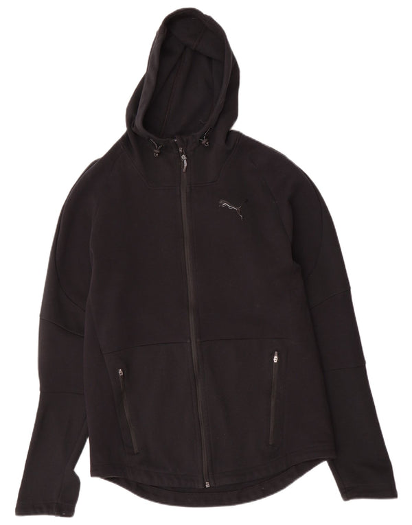 PUMA Damen Zip Hoodie Pullover UK 14 Mittelschwarze Baumwolle