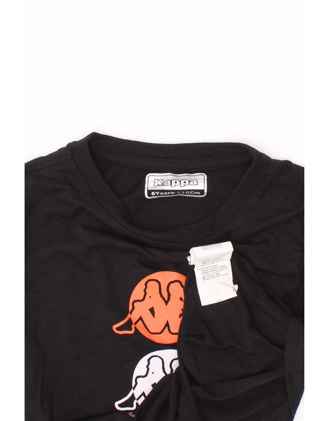 Kappa Jungen-T-Shirt mit Grafik, 5–6 Jahre, schwarze Baumwolle
