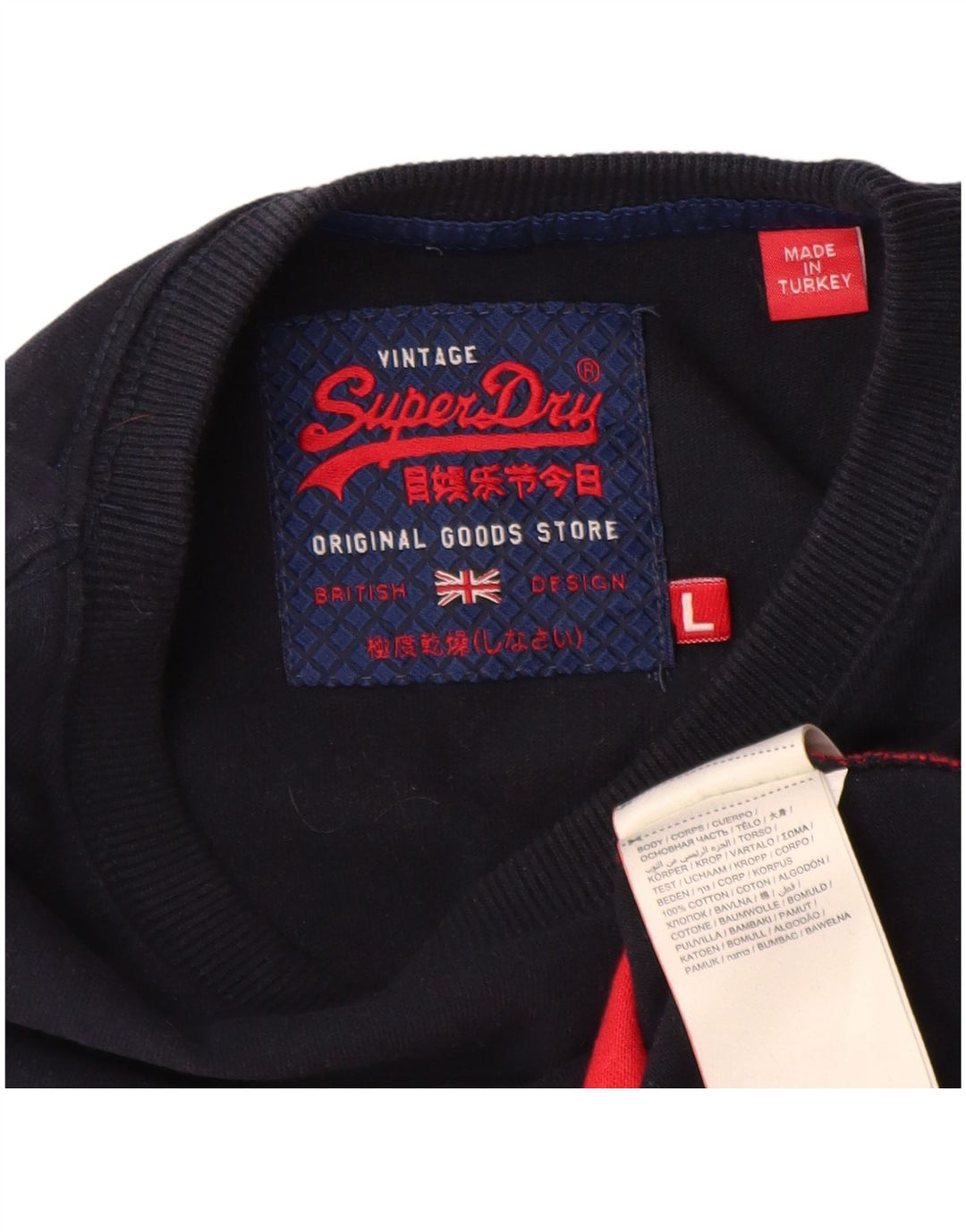 Superdry Herren Grafik-Oberteil, langärmelig, groß, rot, Colourblock-Baumwolle