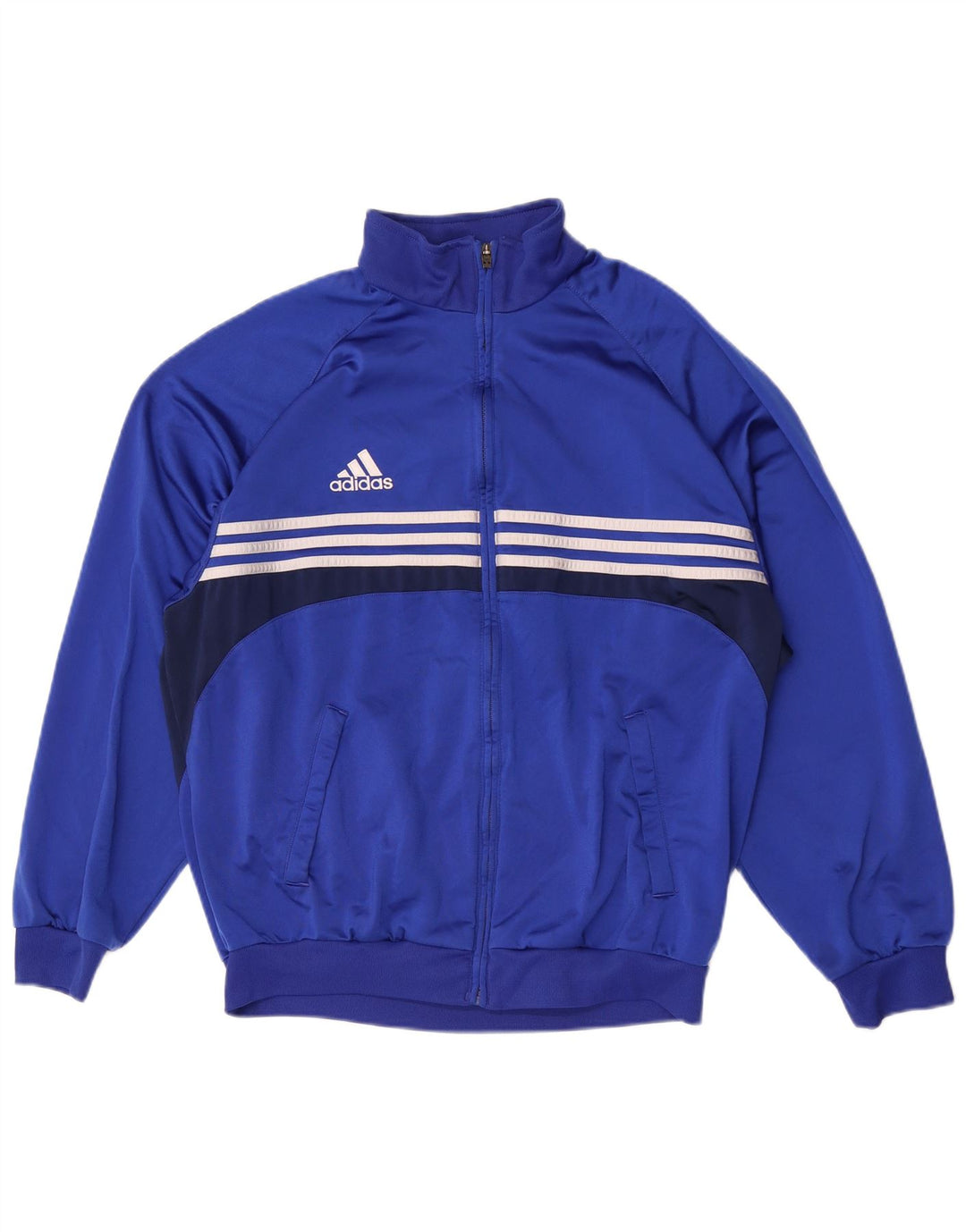 Adidas Herren-Trainingsanzugoberteil, UK-Größe 44/46, großes blaues Colourblock-Polyester