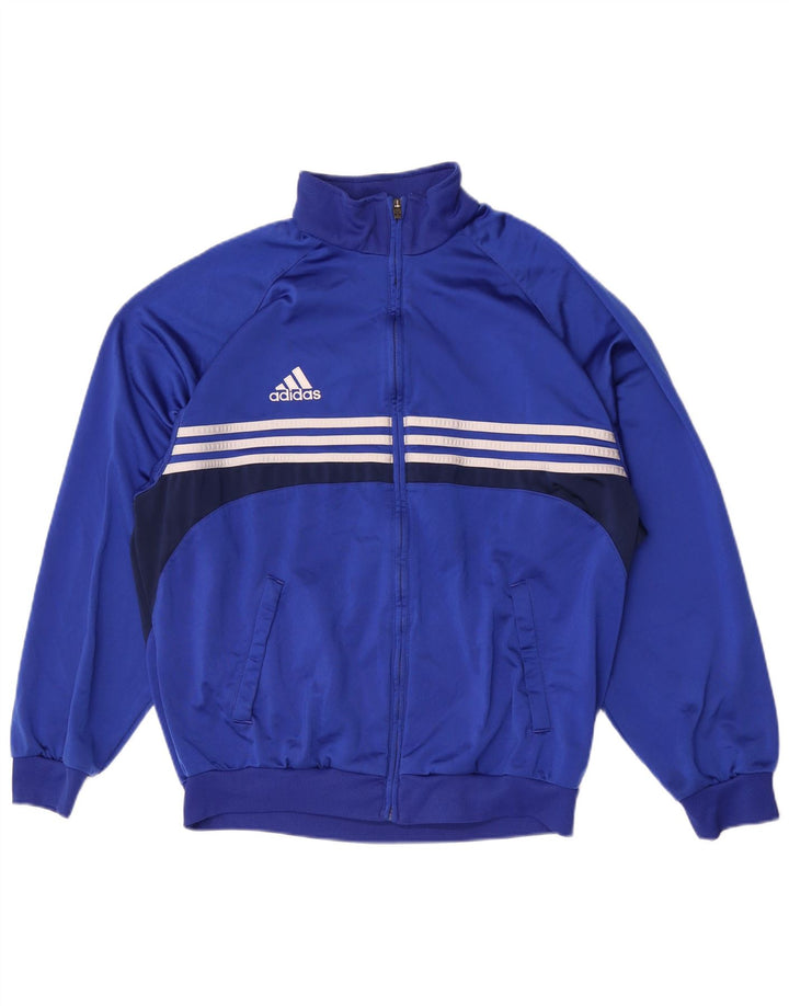 Adidas Herren-Trainingsanzugoberteil, UK-Größe 44/46, großes blaues Colourblock-Polyester