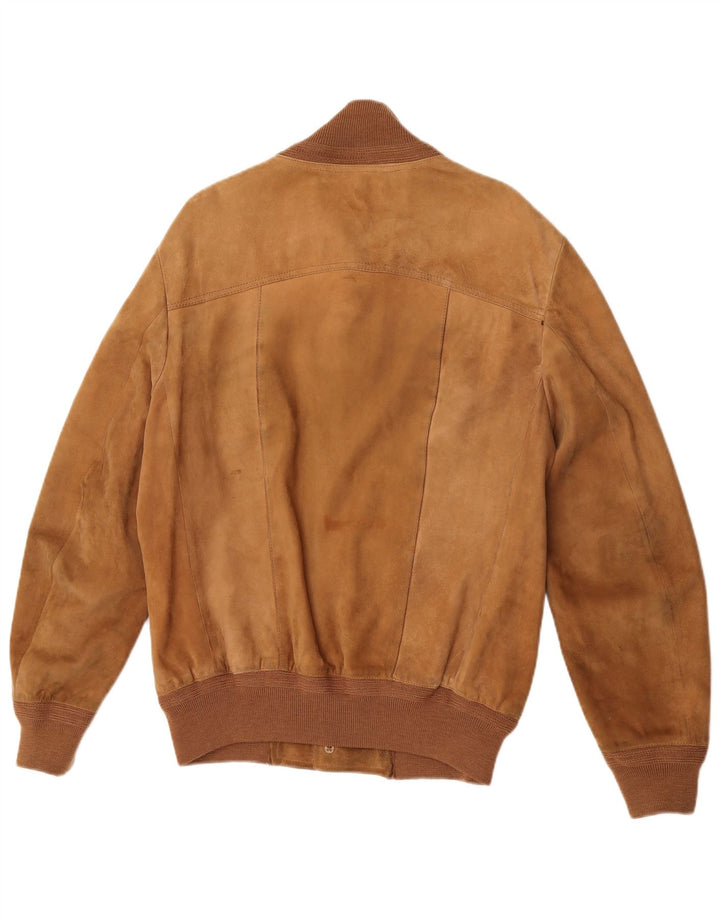 Vintage Herren Wildleder Bomberjacke UK 38 Mittelbraunes Leder