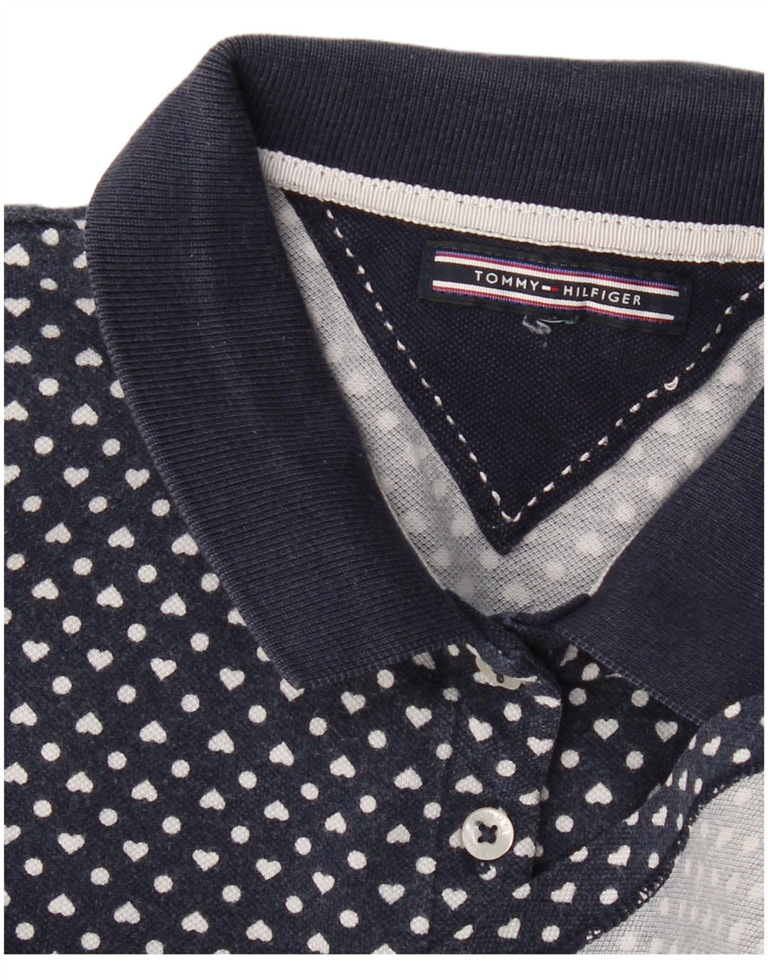 TOMMY HILFIGER Damen Poloshirt UK 12 Medium Navy Blue Spotted