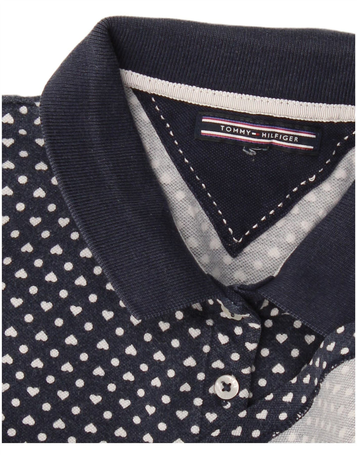TOMMY HILFIGER Damen Poloshirt UK 12 Medium Navy Blue Spotted