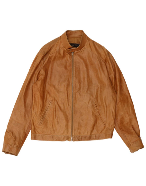 Vintage Herren Lederjacke IT 54 2XL Braunes Leder