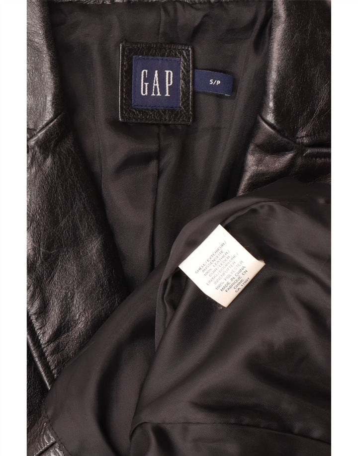 GAP Damen-Blazerjacke aus Leder mit 2 Knöpfen, Gr. 10, Größe S, schwarzes Leder