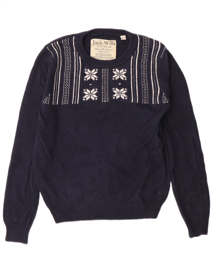 JACK WILLS Damen-Pullover mit Rundhalsausschnitt, Gr. 12, mittleres Marineblau