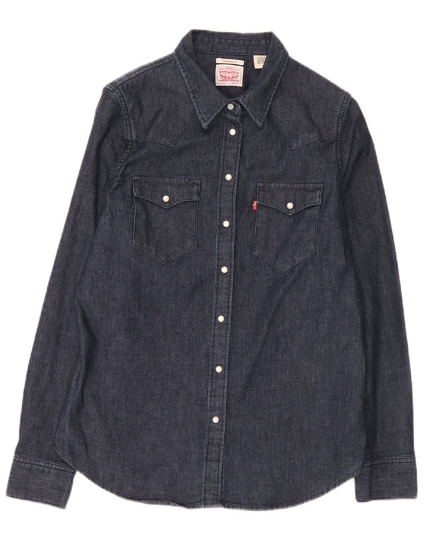Levi's Tailored Fit Denim-Hemd für Damen, UK 14, mittelmarineblaue Baumwolle