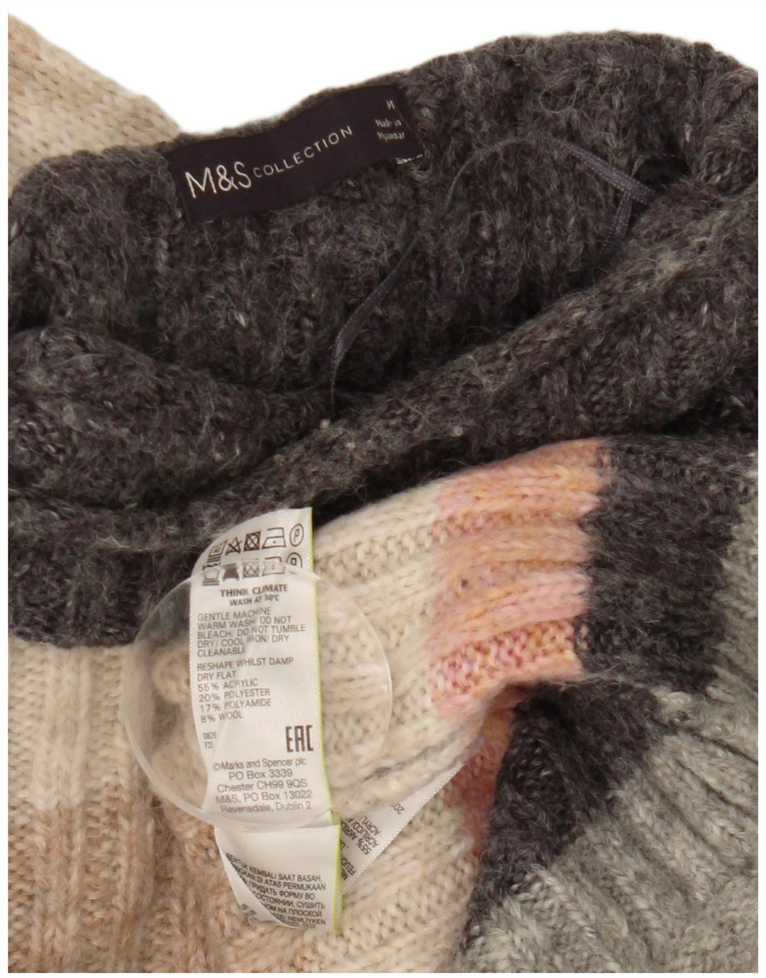 Marks & Spencer Damen-Pullover mit Rollkragen, Gr. 12, mittel, mehrfarbig