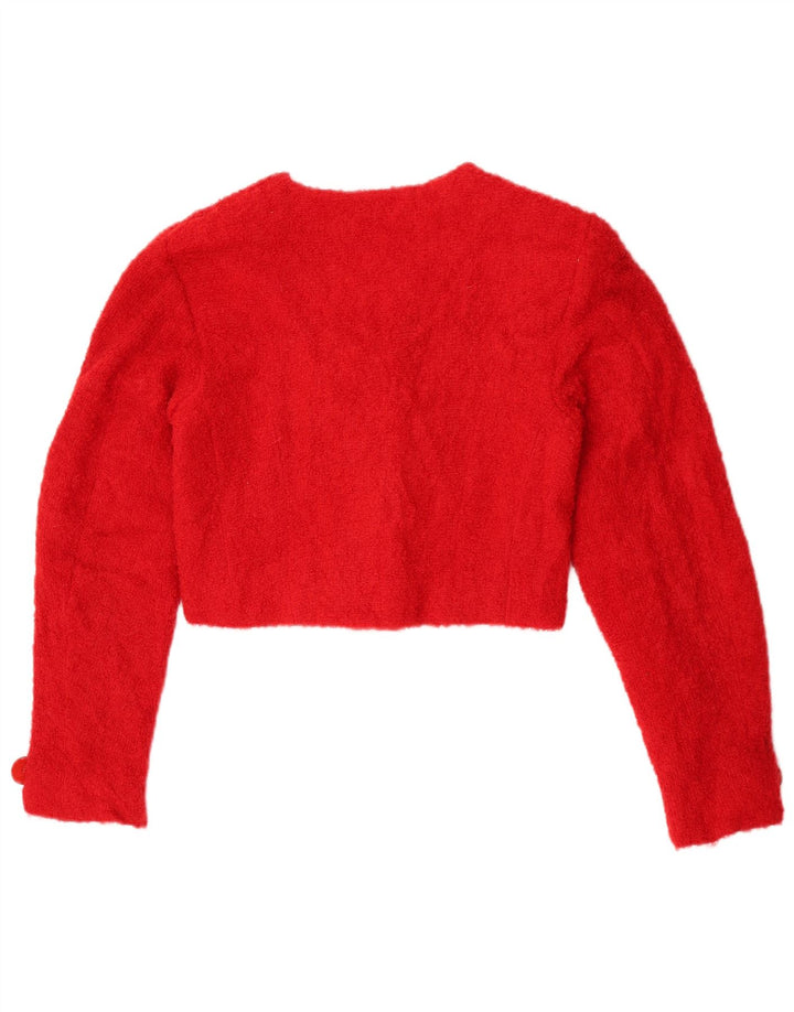 Vintage Damen Bolero Jacke UK 10 Small Rot
