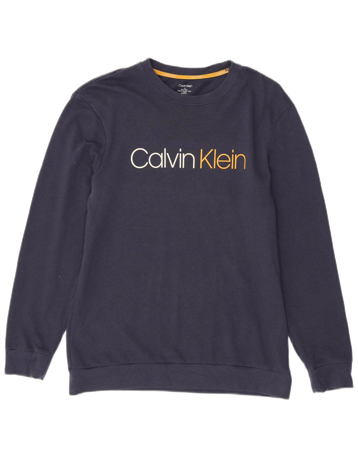 Calvin Klein Herren-Sweatshirt mit Grafik, mittlere marineblaue Baumwolle