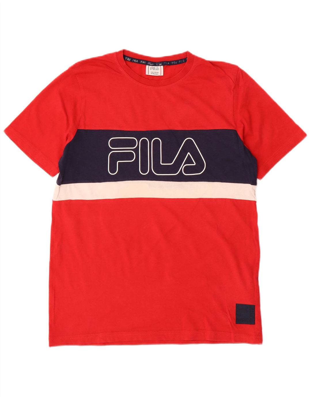 Fila Grafik-T-Shirt für Jungen, 15–16 Jahre, rote Farbblock-Baumwolle