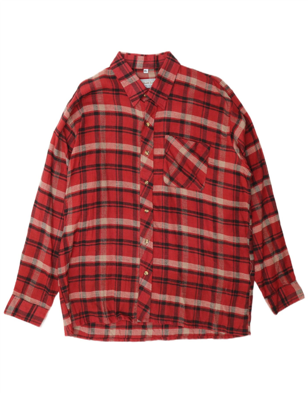Nathan Jones Herren-Flanellhemd XL, rot kariert, Baumwolle