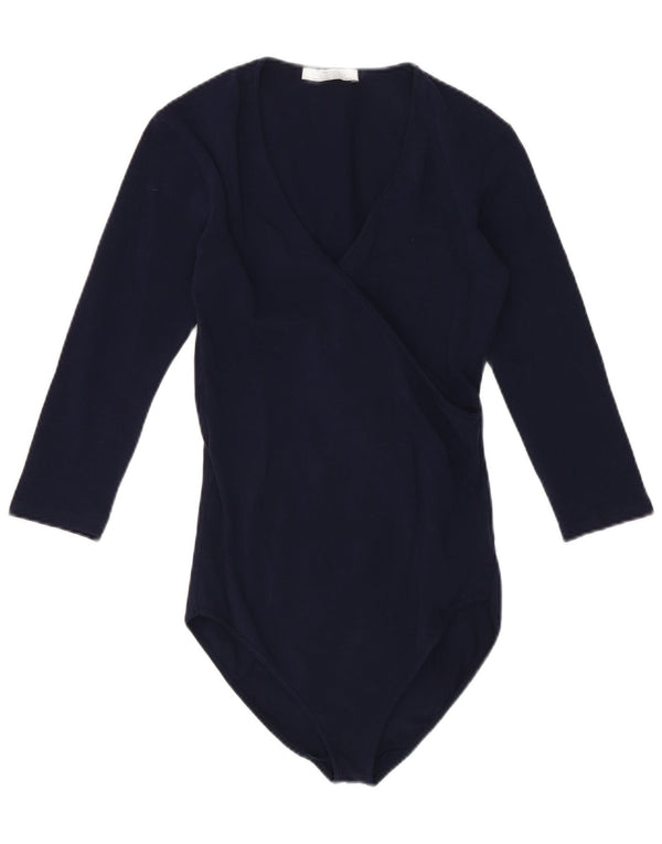 Zara Damen-Body mit 3/4-Ärmeln, Größe S, Marineblau, Baumwolle