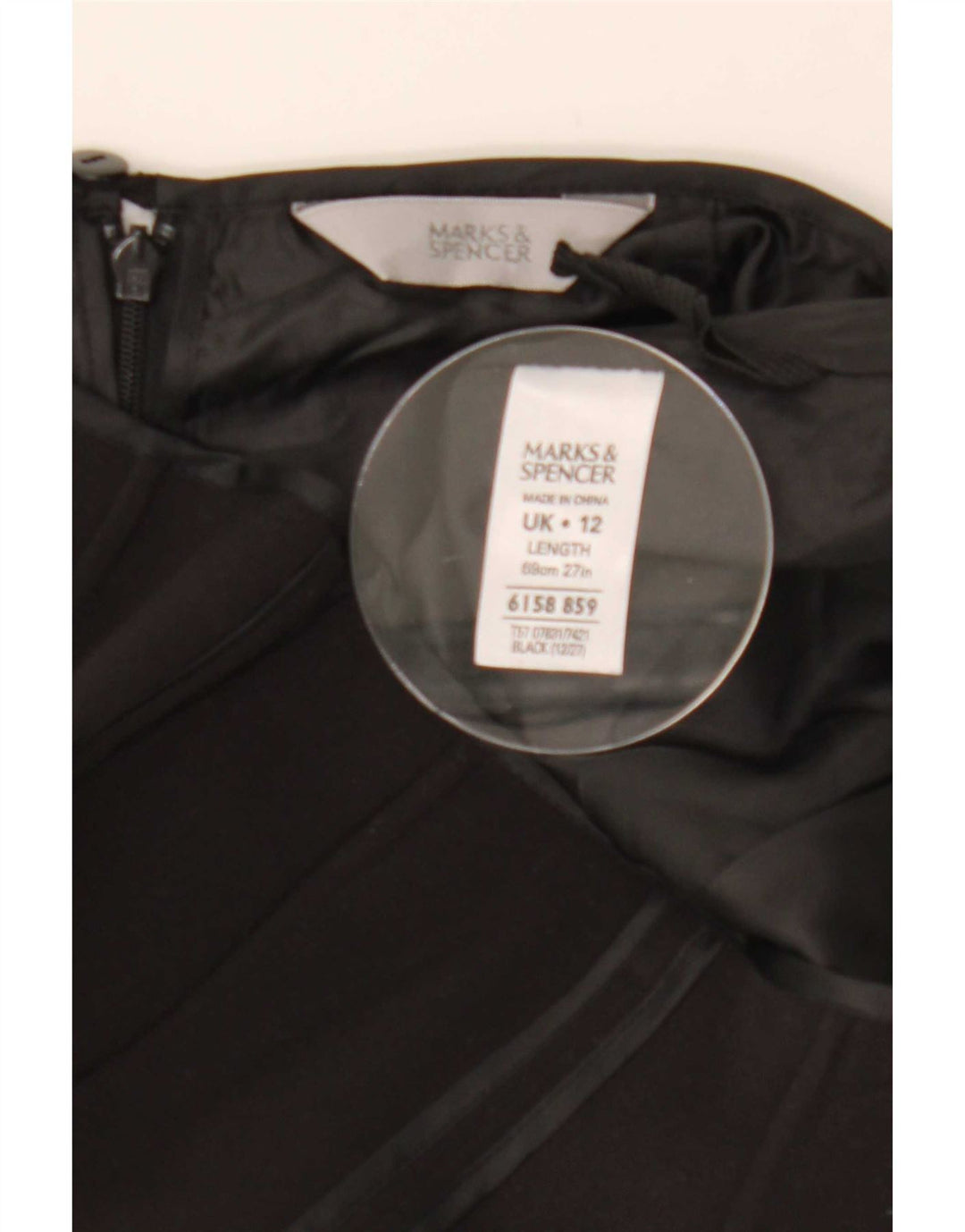 Marks & Spencer Damen Trompetenrock UK 12 Medium W30 Schwarz Polyester