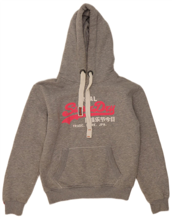 Superdry Damen-Kapuzenpullover mit Grafik, UK 16, Größe L, Grau, Polyester