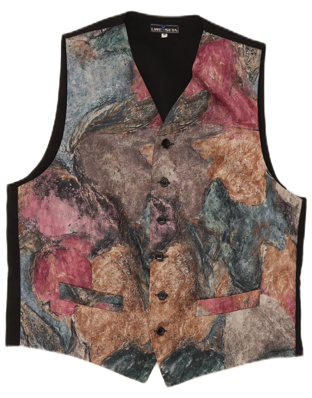 Vintage Herren Weste mit Grafik, UK 38, mittelgroß, mehrfarbig, Polyester, klassisch