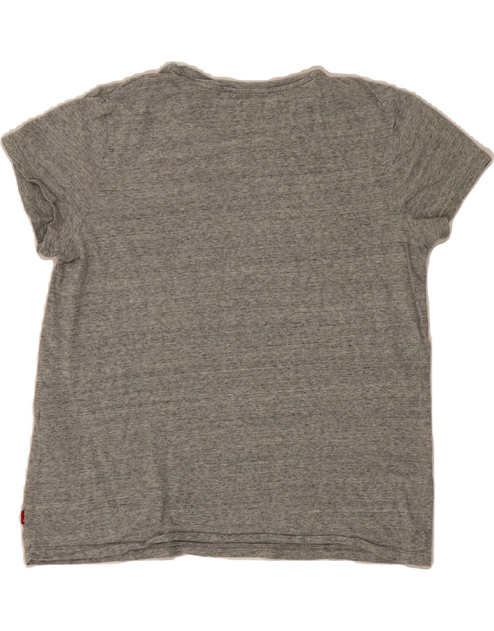 LEVI'S Womens Graphic T-Shirt Top UK 14 Medium Grey Flecked Cotton Vintage Levi's and Second-Hand Levi's from Messina Hembry 