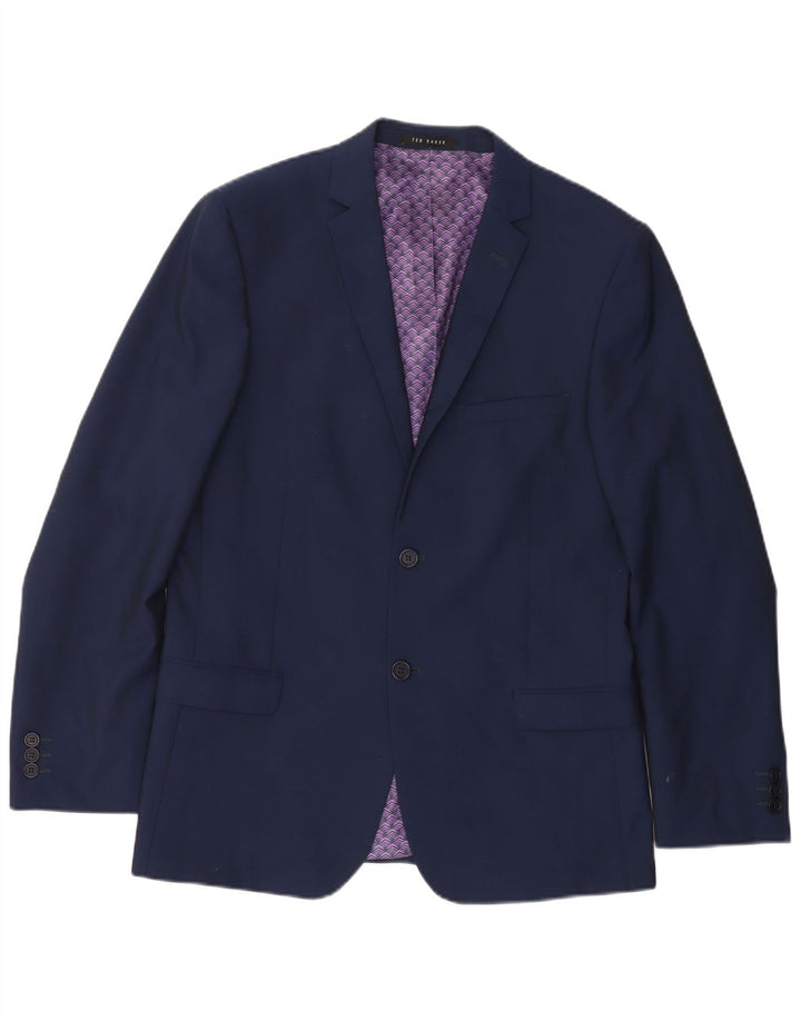 Ted Baker Herren-Blazer mit 2 Knöpfen, UK 40, große marineblaue Wolle