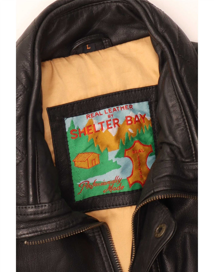 Shelter Bay Herren Ledermantel UK 40 Large Schwarz