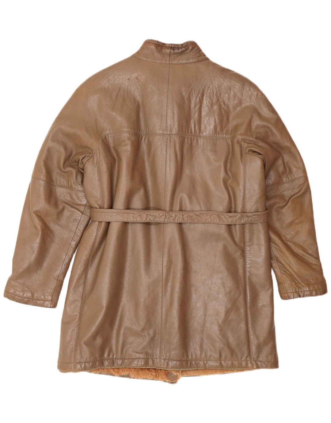 Vintage Damen Ledermantel UK 14 Mittelbraunes Leder