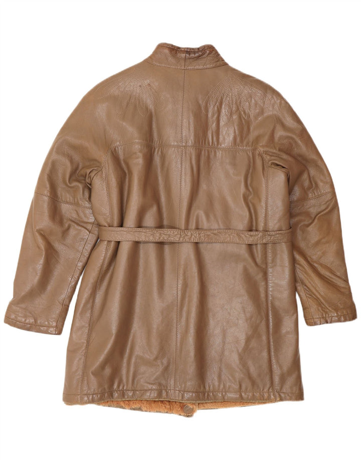 Vintage Damen Ledermantel UK 14 Mittelbraunes Leder