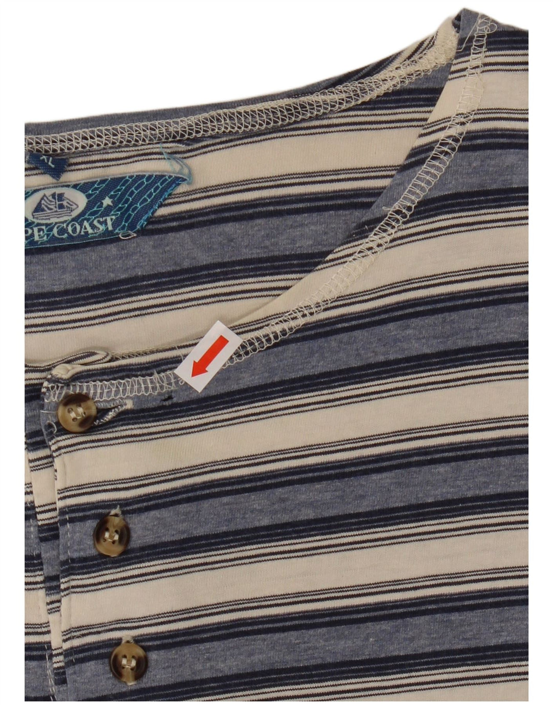 VINTAGE Herren T-Shirt Top XL Marineblau gestreift aus Baumwolle